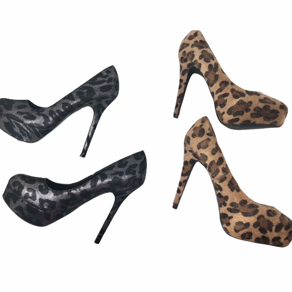 2 pairs leopard print heels Size 8 - Picture 1 of 8